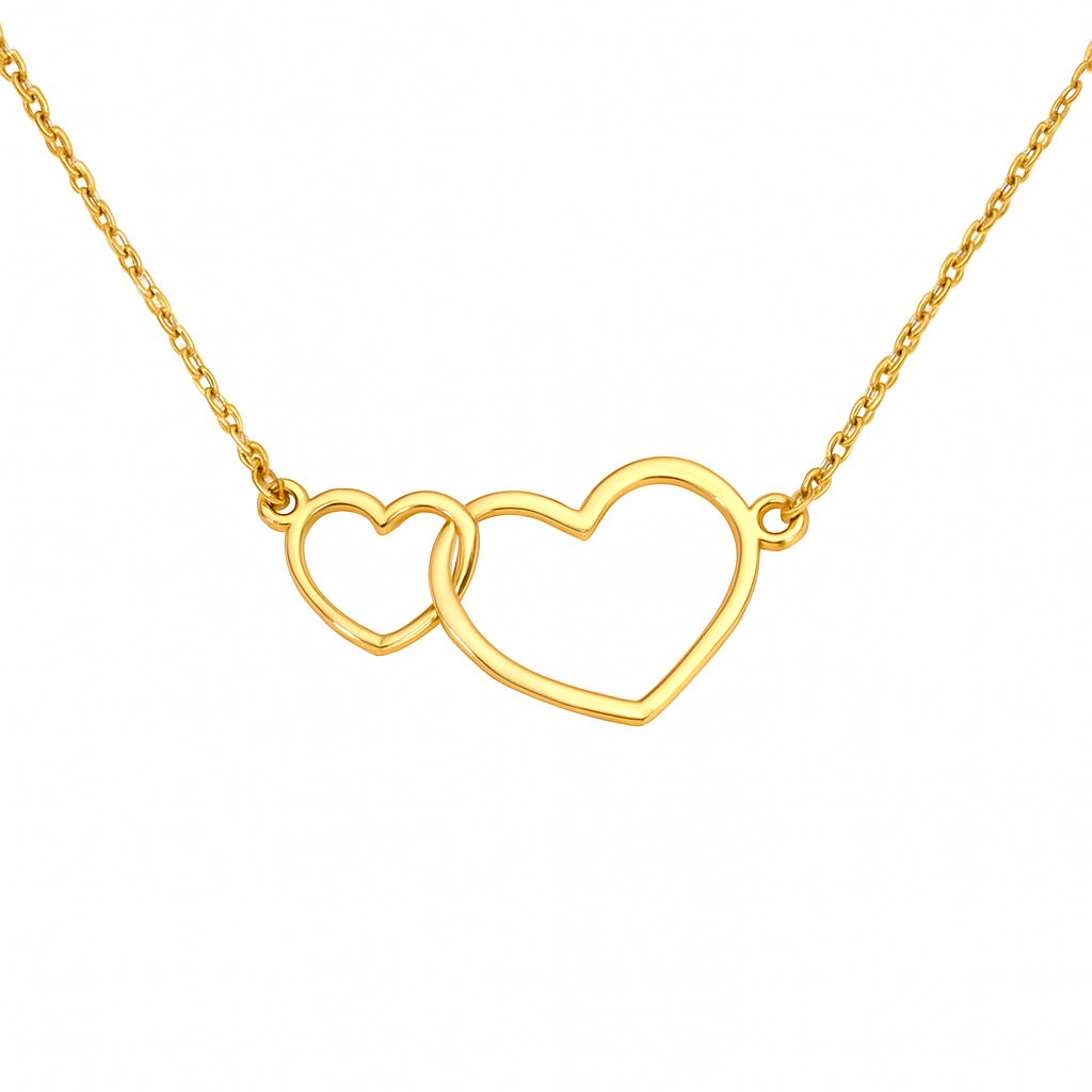 COLLIER DEUX COEURS ENTRELACÉS - OR 18 CARATS