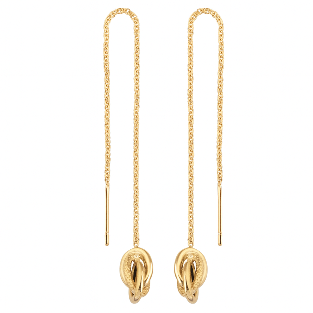 BOUCLES D'OREILLES PENDANTE NOEUD FORÇAT PIQUÉ - OR 18 CARATS