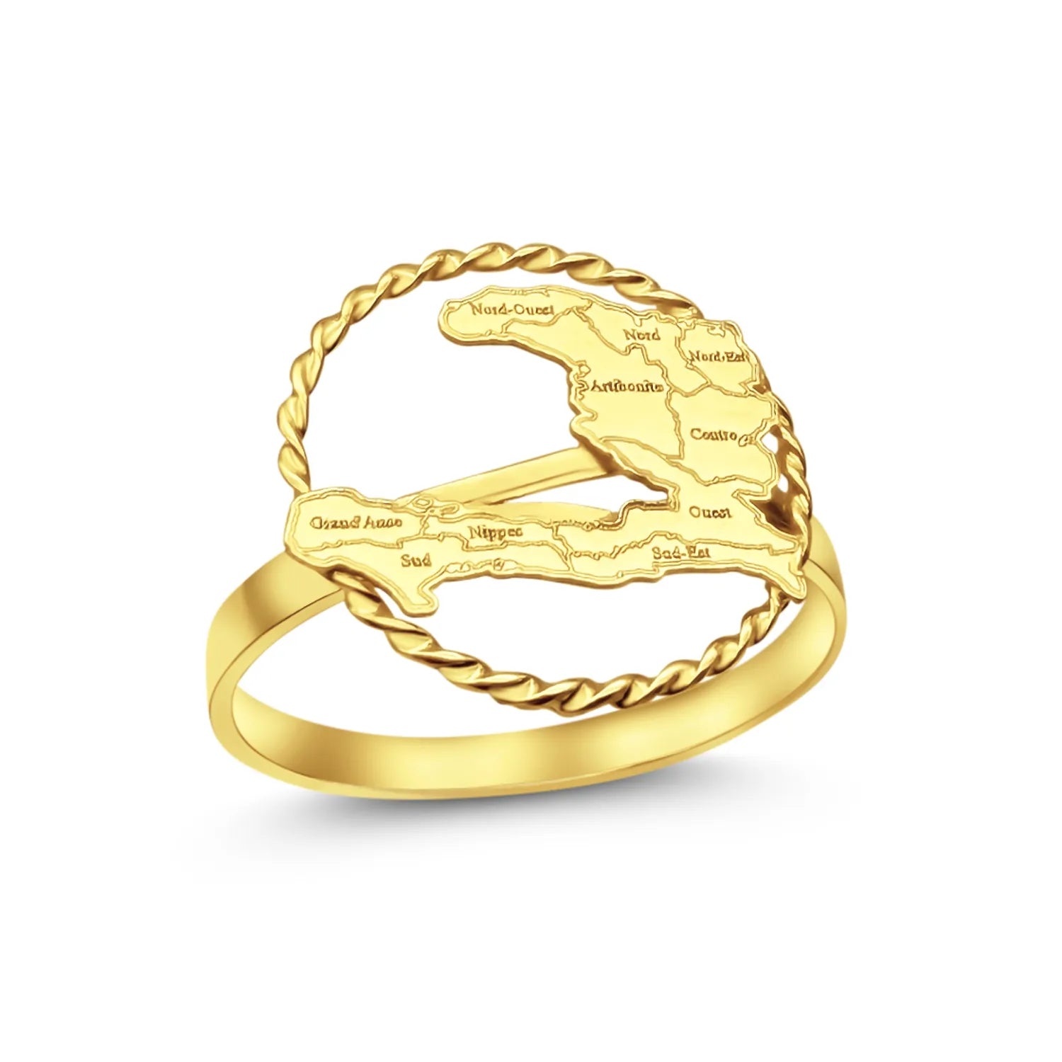BAGUE CARTE D’HAÏTI - OR 18 CARATS