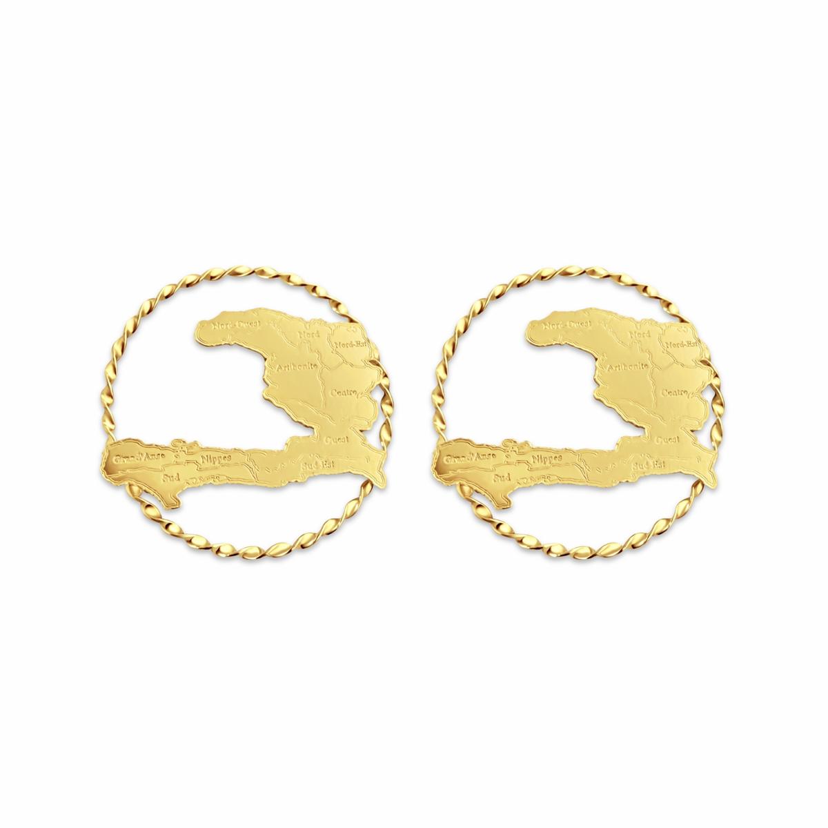 BOUCLES D'OREILLES CARTE D’HAÏTI  - OR 18 CARATS