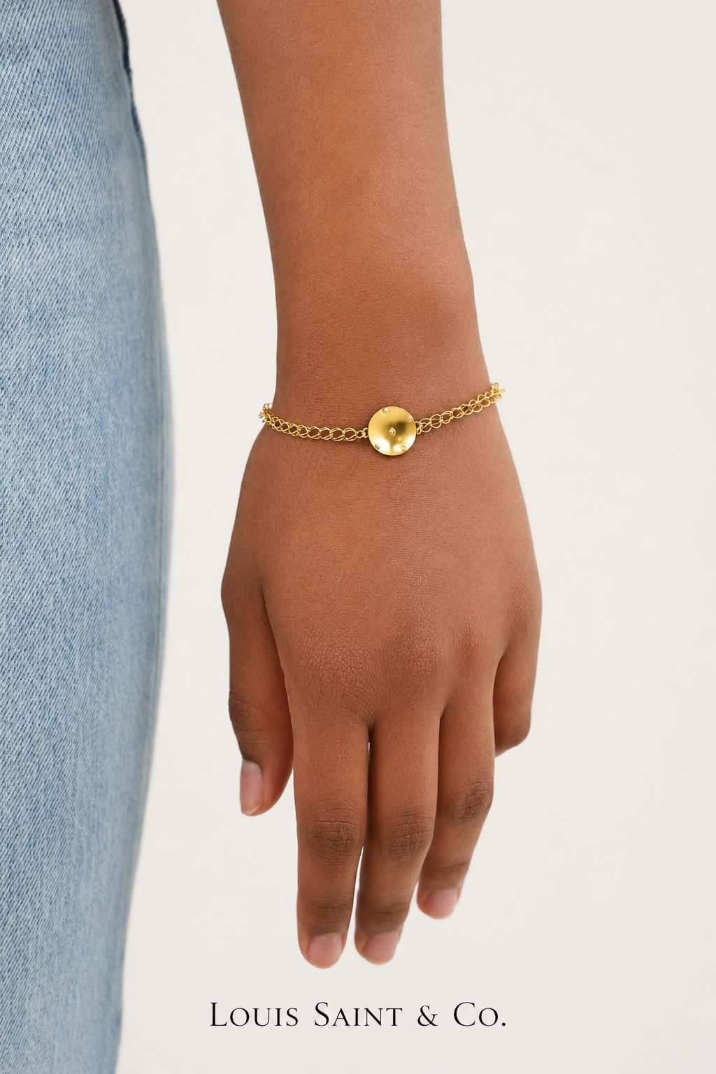 BRACELET MAILLE HAÏTIENNE AVEC BÂTÉE - OR 18 CARATS