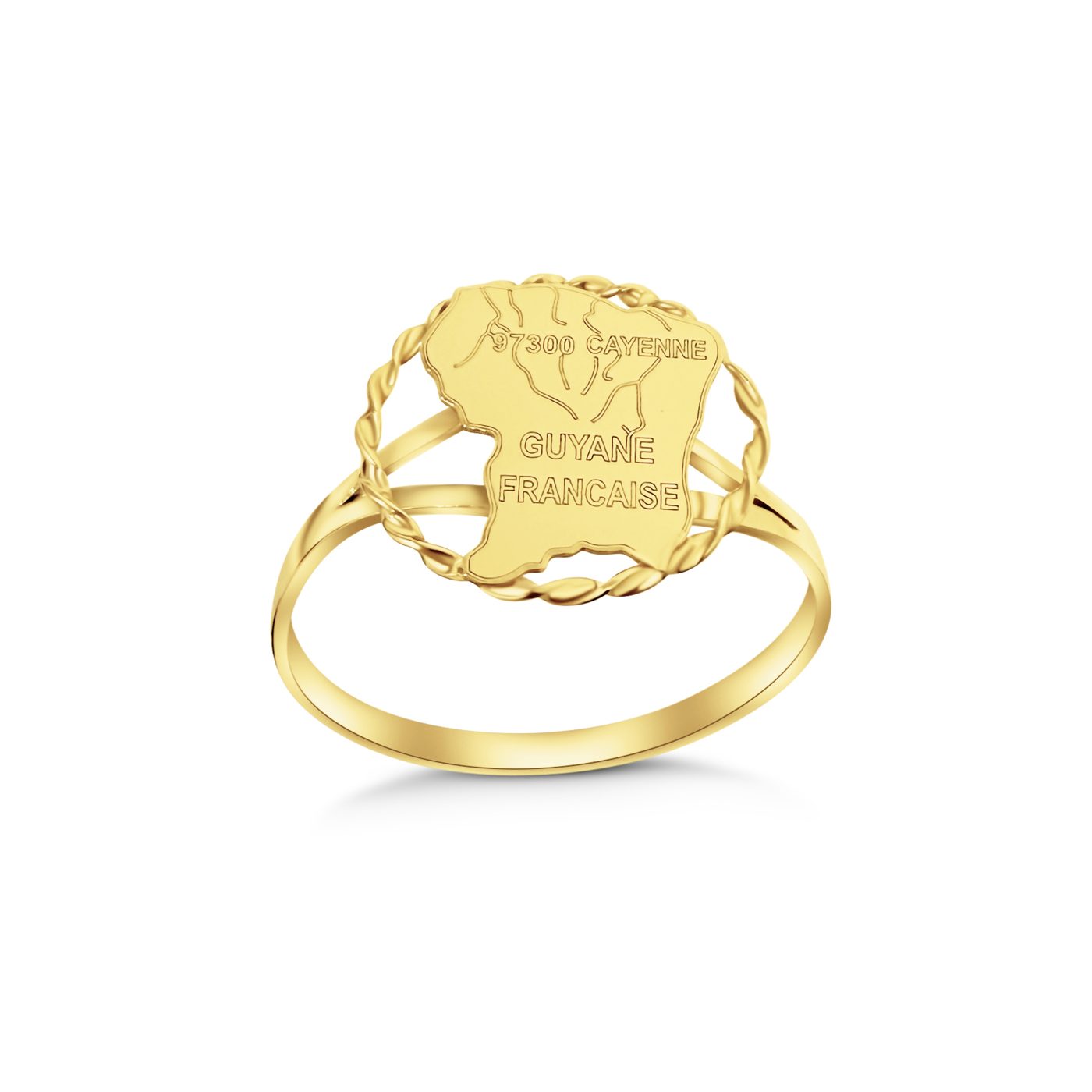 BAGUE CARTE DE LA GUYANE - OR 18 CARATS